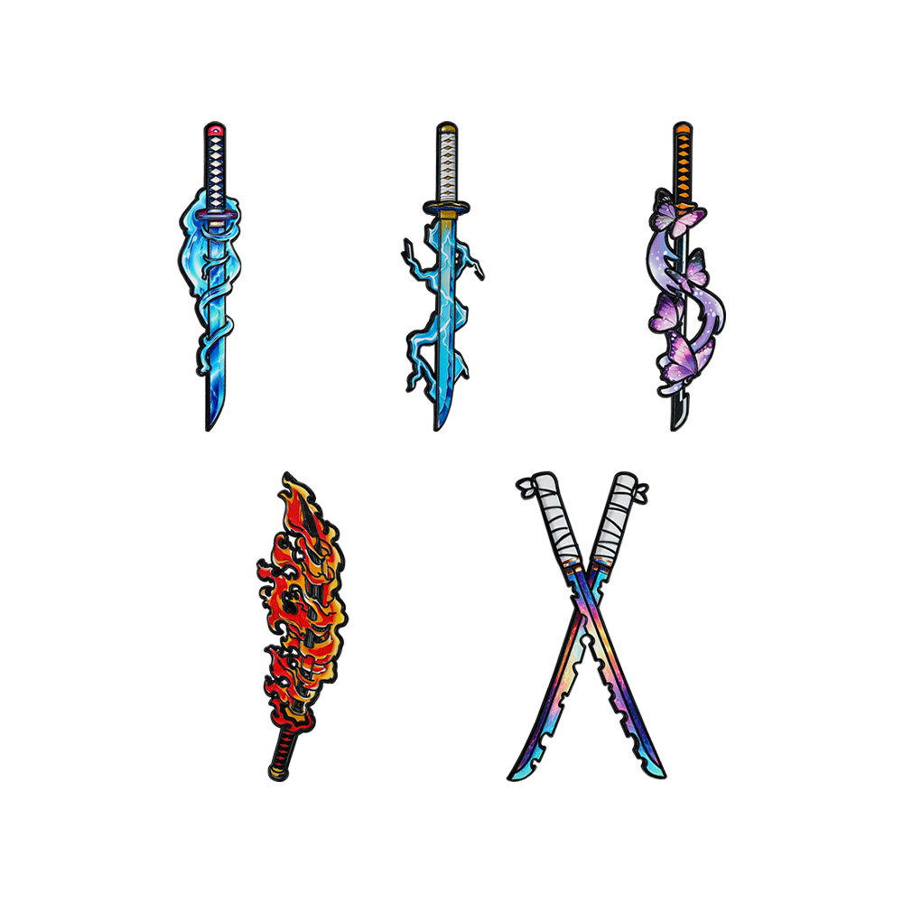 Cosplay Prop Dagger - Set di 5 Spille Smaltate Nichirin